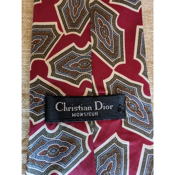 Vintage Christian Dior monsieur lot of 3 ties 2 silk 1 polyester made in USA - Picture 4 of 9